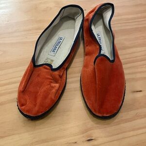 Orange Velvet Italian Loafers